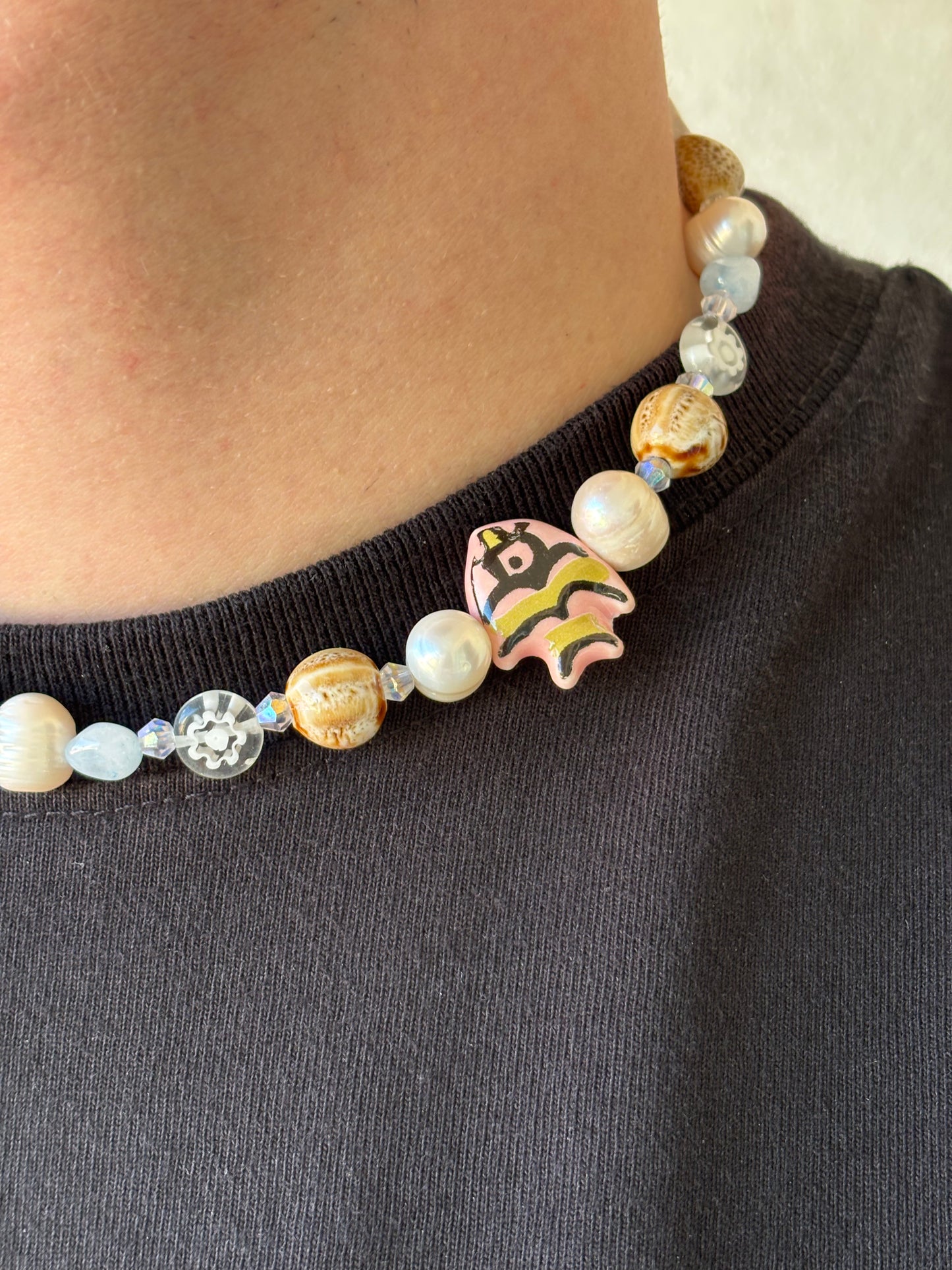 1 OF 1  PINK FISH NECKLACE